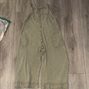 agree people Olive Green Striped Jumpsuit